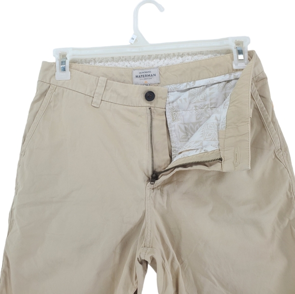 Quicksilver Waterman Secret Seas Beige Shorts Twill Mid Rise Mens 30 (31x9) - Picture 2 of 11